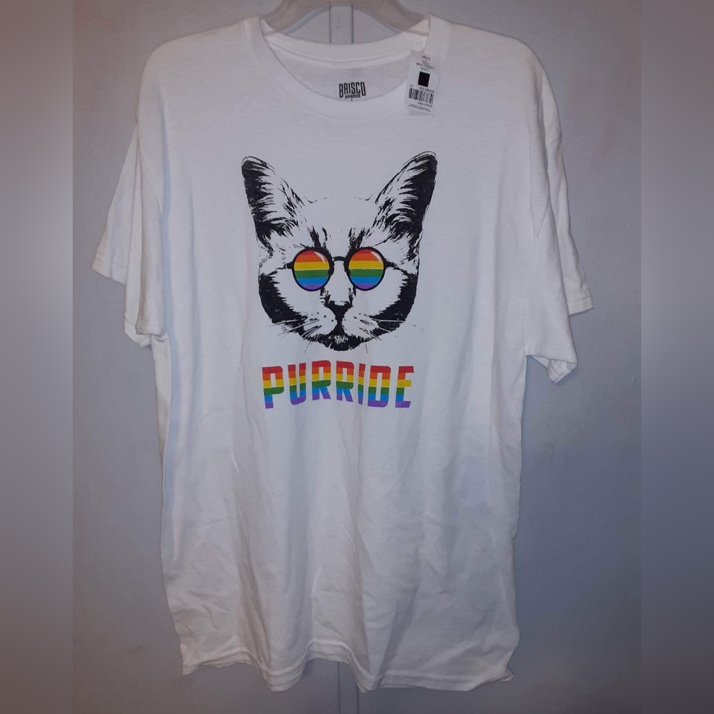 Cat Purride Rainbow LGBTQ Men's Short-Sleeve T-shirt Sz Various Sizes NWT
